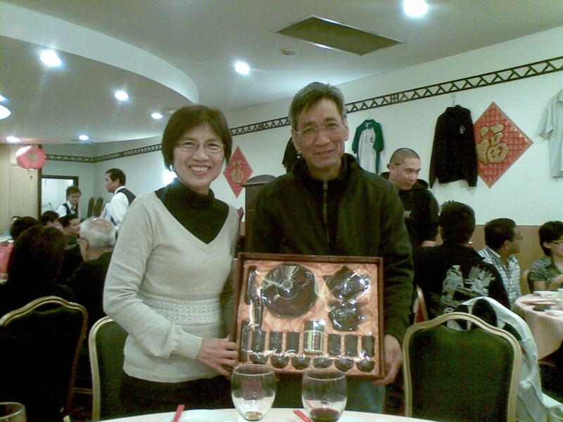 Lucky Draw Winner - Raymond with his tea set prize